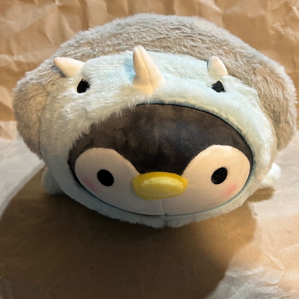 Takashoji 10in Penguin Triceratops Kigurumi Plush Light Blue Grey Dino‎ Suit